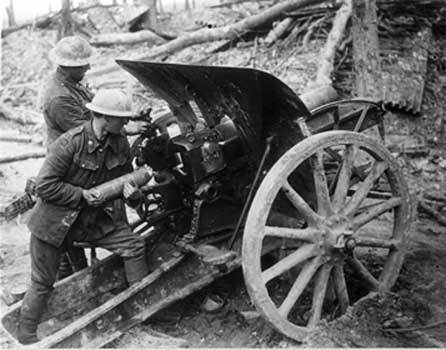 Canadians with a captured German gun