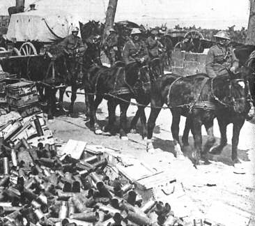Canadian Corp pass spent shells at Vimy
