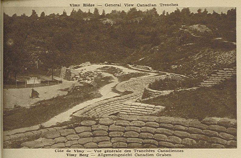A view of Canadian trenches at Vimy Ridge